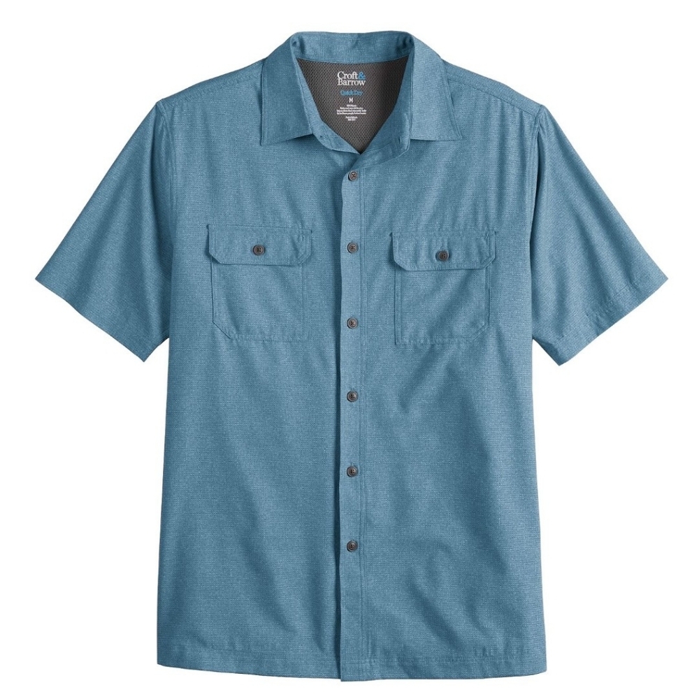 Croft & Barrow® Quick-Dry Classic-Fit Button-Down Shirt, Ecquisite Blue, NWT, S